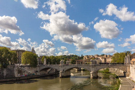 Rome, Italy - 19th September 2017:  Ponte Vittorio Emanuele II, Rome, Italyのeditorial素材