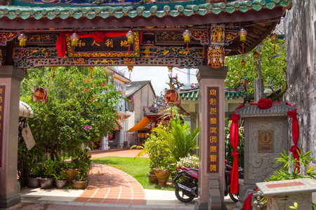 Phuket, Thailand - September 5th 2017: Entrance to the Shrine of the Serene Light. This is in the old town.のeditorial素材