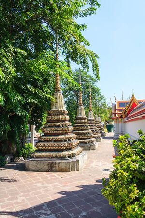 Stupas in Wat Pho, Bangkok, Thailandの写真素材