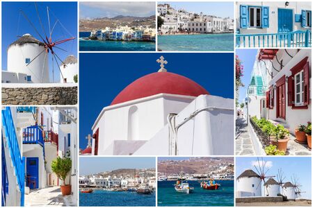 Travel images collage of Mykonos, Greeceの写真素材