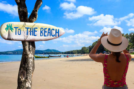 Bang Tao beach on a sunny day, Phuket, THailandの写真素材