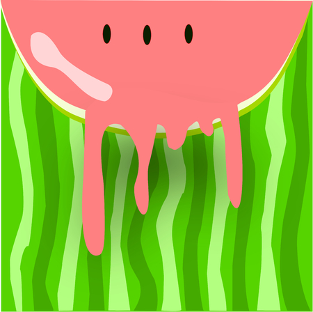 Watermelon design,  stripes with different shades of green, with drooling effect borderless illustration.のイラスト素材