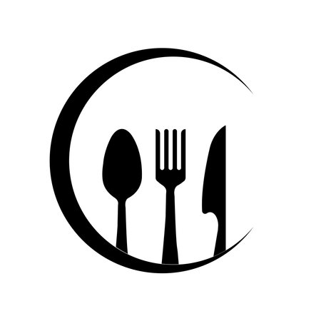 spoon, fork and knife icon vector simple designのイラスト素材