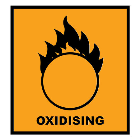 Chemical hazard icon, oxidation warning symbol vector illustration designのイラスト素材