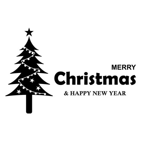 Happy New Year and Merry Christmas, simple design illustrationのイラスト素材