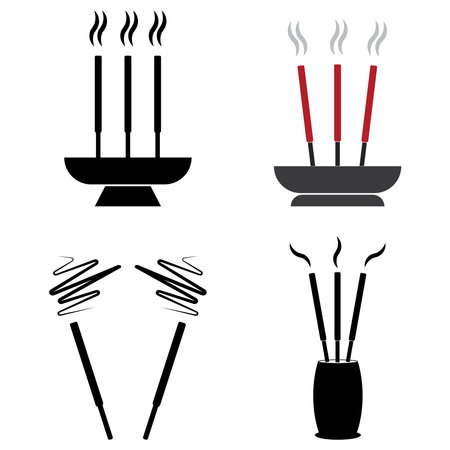 Chinese prayer incense vector icon illustration symbol designのイラスト素材