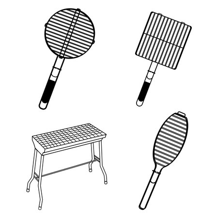 sausage,fish grilling tool icon vector illustration designのイラスト素材