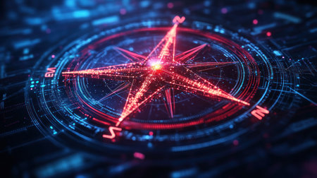 Futuristic compass, technology-based digital interfaceの素材