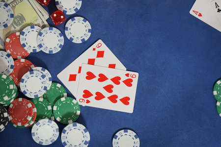 double nine casino cards winnerの写真素材