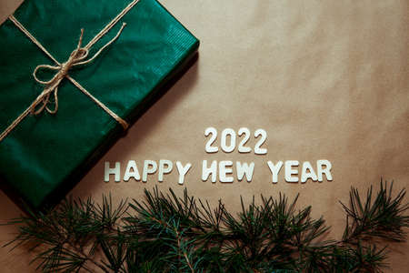 new year's layout with space to copy, gifts, new year 2022