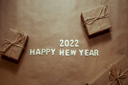 new year's layout with space to copy, gifts, new year 2022
