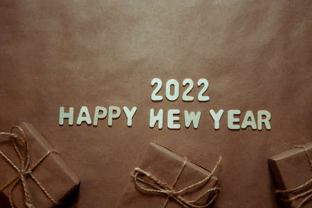 new year's layout with space to copy, gifts, new year 2022