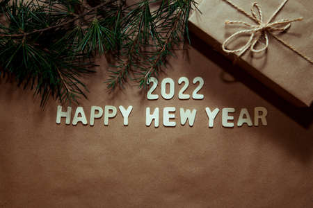 new year's layout with space to copy, gifts, new year 2022