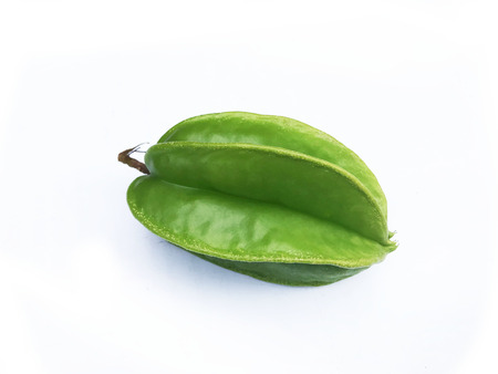 Close up star apple ( starfruit ) on white backgroundの写真素材