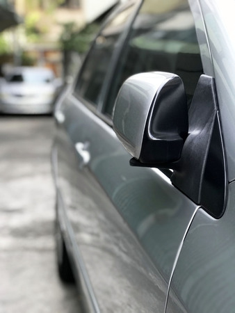 Closed wing mirror after parkingの写真素材