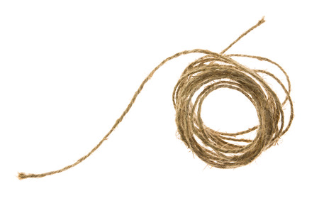 Skein of jute twine on the white background