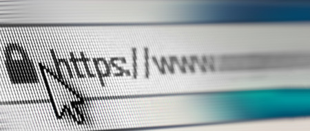 Closeup of Http Address in Web Browser in Shades of Blue - Shallow Depth of Field, border design panoramic bannerの写真素材