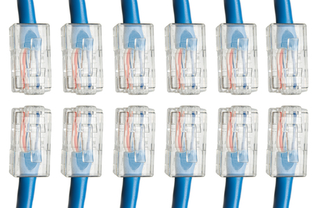 blue Internet cables isolated on white background