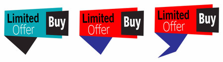Limited offer banner set. Black, blue and red colors. Vector illustration.