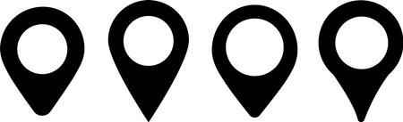 Big Set Location icon. Map pin sign. location pin place marker. Group Map marker pointer icon. Location indicator GPS location symbol collection.のイラスト素材