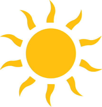 Sun vector icon yellow. Sun shine ray. Sunshine and sunlight sign. Sunset icon. Abstract art.のイラスト素材