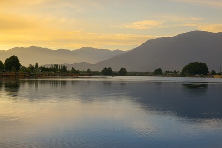 Lake with mountainの写真素材