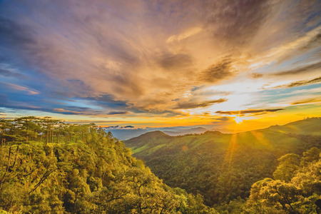 sunrise in the mountains landscapeの写真素材