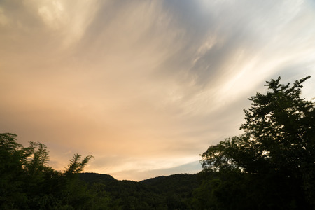 Cloud with sunlight over forestの写真素材