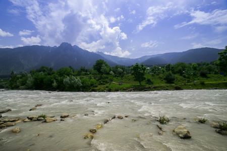 River in mountainsの写真素材