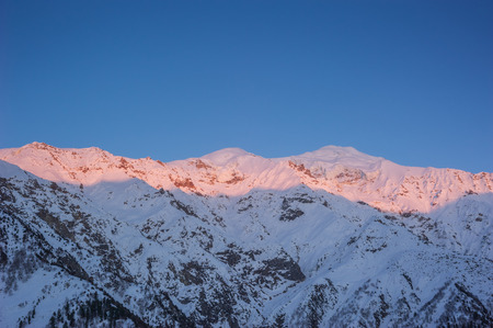 Sunrise over mountain peak Northern area of Pakistanの写真素材
