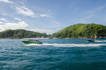 The view from the sea and speed boat in Tawaen beach Koh larn Island Pattaya Thailand