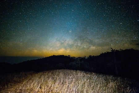 Wide field long exposure photo of the Milky Way