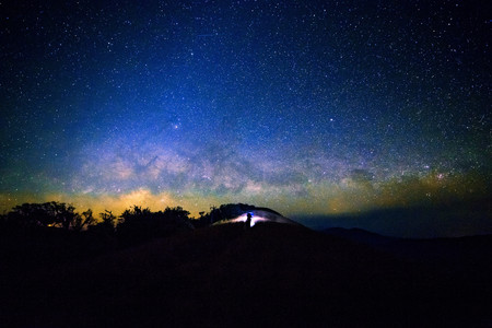 Wide field long exposure photo of the Milky Wayの写真素材