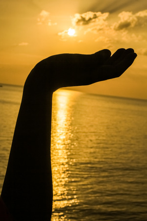 Scenic view of beautiful sunset above the seaの写真素材