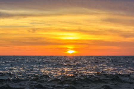 Scenic view of beautiful sunset above the seaの写真素材