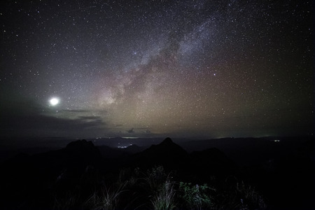 Wide field long exposure photo of the Milky Wayの写真素材