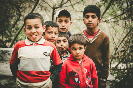 Children in a village in the south of Skardu, Pakistanのeditorial素材
