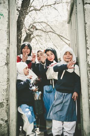 Children in a village in the south of Skardu are learning in the classroom of the village schoolのeditorial素材