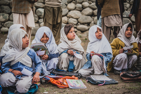 Children in a village in the south of Skardu are learning in the classroom of the village school