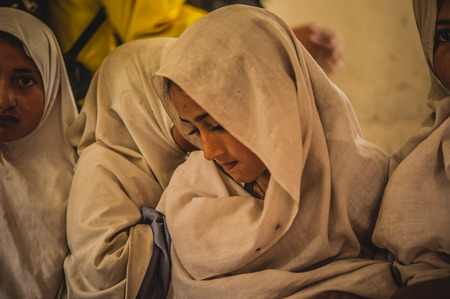 Children in a village in the south of Skardu are learning in the classroom of the village school