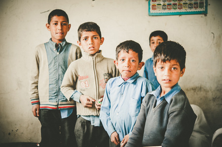 Children in a village in the south of Skardu are learning in the classroom of the village school