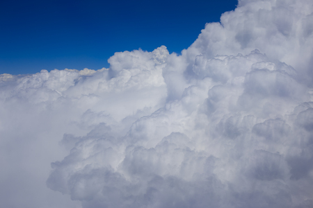 Closeup large fluffy clouds in the skyの写真素材