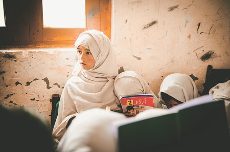 SKARDU, PAKISTAN - APRIL 18: An unidentified Children in a village in the south of Skardu are...