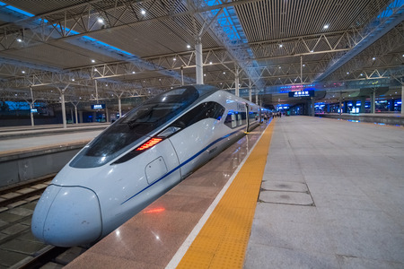 Modern high speed train at the railways stationのeditorial素材