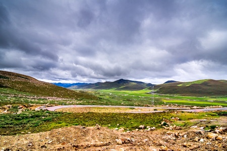 highland road to Daocheng, Chinaの写真素材