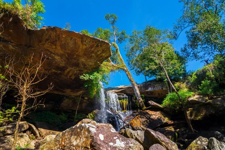 waterfall and cliffの写真素材