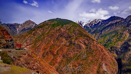 view to karakoram highway and valley, Karakoram, Pakistan
