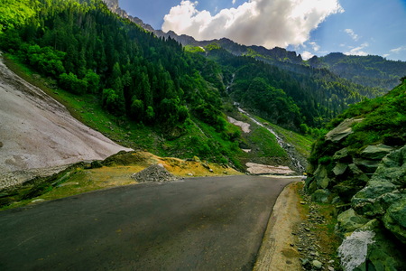Beautifu View from Srinagar-Ladakh Road go to Sonamarg mountain, Jammu and Kashmir state, Indiaの写真素材