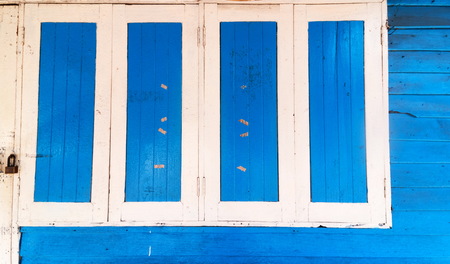 Blue wood painted texture backgroundの写真素材