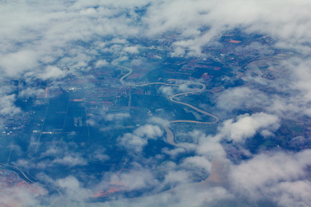aerial view from air planeの写真素材